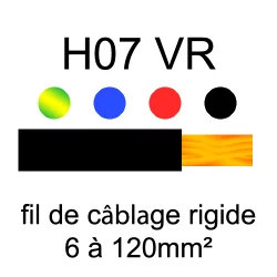 fil de câblage cuivre rigide H07VU 6mm² vert et jaune