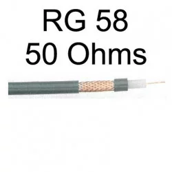 câble coaxial série RG58 vue avec tresse cuivre de blindage