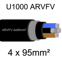 câble électrique armé aluminium ARVFV 4 conducteurs 95mm²