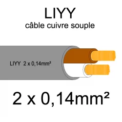 câble cuivre souple isolé PVC série LIYY 2 conducteurs 0.14mm²