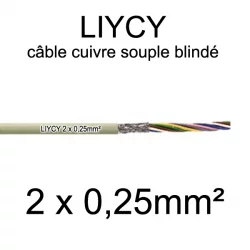câble électrique blindé série LIYCY 0.25mm² 2 conducteurs