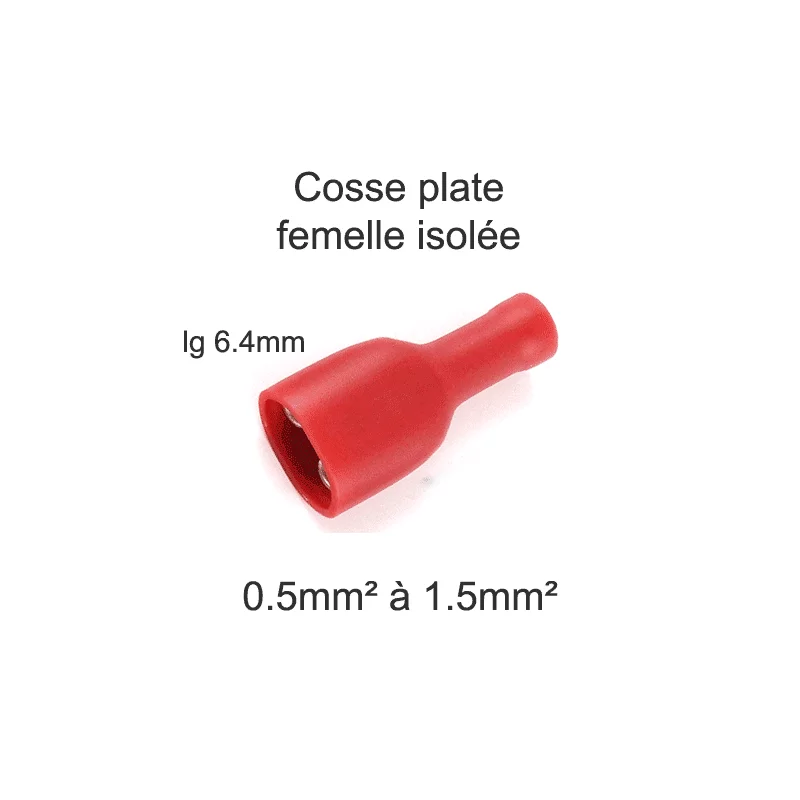 Cosse plate femelle isolée