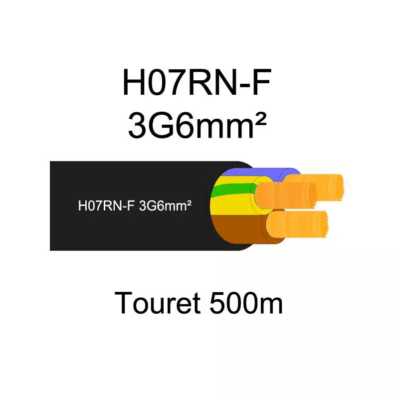 Câble électrique H07RNF cuivre souple 3G6mm2