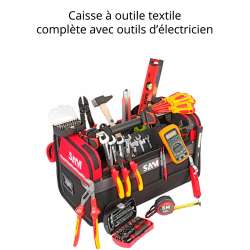 caisse à outils textile complète avec outils pour électricien fourni