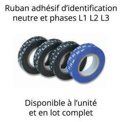 lot de 4 rubans pour identification et repérage des conducteurs neutre et phases L1 L2 L3