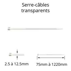 collier serre-câble transparent translucide 2.5x100 largeur 2.5mm longueur 100mm