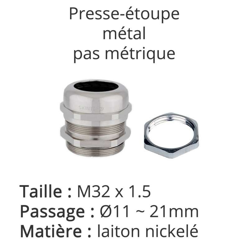 Presse-étoupe métal à pas métrique