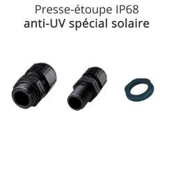presse-étoupe IP68 spécial solaire noir anti UV taille M12