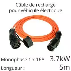 câble de recharge de voiture electrique 3.7kw monophasé 5m