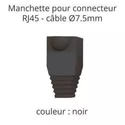manchette a bosse couleur noir pour connecteur RJ45 et cable diametre 7.5mm