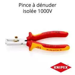 Pince à dénuder isolée 1000 Volts avec manches rouge et jaune, marque Knipex référence 1106160