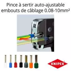 Pince à sertir auto-ajustable pour embouts de câble - KNIPEX - 97