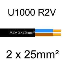câble électrique cuivre U1000 R2V 2x25mm2