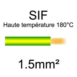 fil cuivre souple haute température isolé silicone 1.5mm2 vert jaune